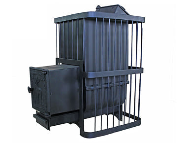 Печь банная ComfortProm ЧУГУН, ЗАКРЫТАЯ КАМЕНКА, для парной до 20 кубов, вес 96 кг, длина дров до 40 см, на 190 кг камней, ПАНОРАМА