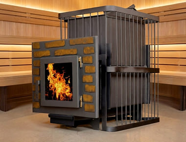 Печь банная ComfortProm ЧУГУН ЗАКРЫТАЯ КАМЕНКА, для парной до 20 кубов, вес 88 кг, длина дров до 40 см, на 200 кг камней, дверь со стеклом