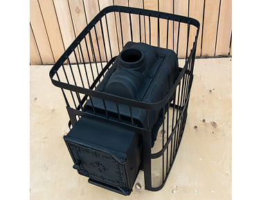 Печь банная ComfortProm ЧУГУН, для парной до 20 кубов, вес 72 кг, длина дров до 40 см, на 130 кг камней, дверь со стеклом