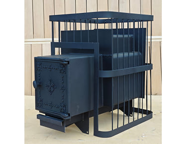 Печь банная ComfortProm СТАЛЬ 8 мм, для парной до 16 кубов, вес 80 кг, длина дров до 30 см, на 130 кг камней, ПАНОРАМА