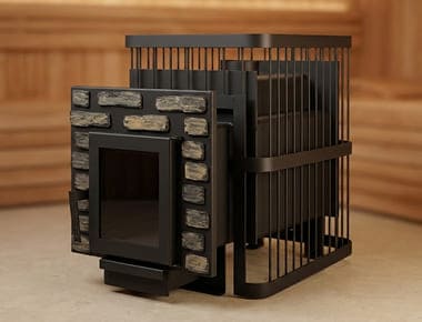 Печь банная ComfortProm СТАЛЬ 8 мм, для парной до 16 кубов, вес 79 кг, длина дров до 30 см, на 130 кг камней, чугунная дверь со стеклом