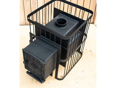 Печь банная ComfortProm СТАЛЬ 8 мм, для парной до 20 кубов, вес 95 кг, длина дров до 40 см, на 130 кг камней , ПАНОРАМА