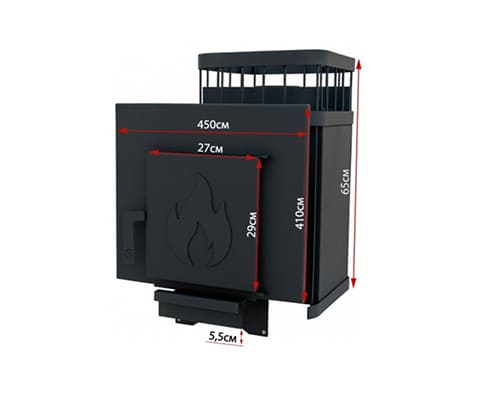 Печь банная ComfortProm СТАЛЬ 3 мм, для парной до 14 кубов, вес 46 кг, длина дров до 29 см, на 20кг камней, стальная дверь ОГОНЕК