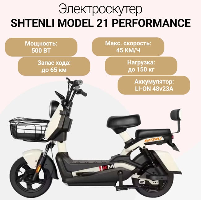 Электроскутер Shtenli Model 21 Performance (аккумулятор 4шт 20Ач12В)